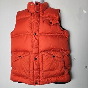 Lands' End Kids XL 18–20 Burnt Orange Puffer‎ Vest Quilted Snap Front Outdoor
